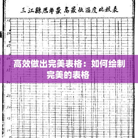 高效做出完美表格：如何绘制完美的表格 
