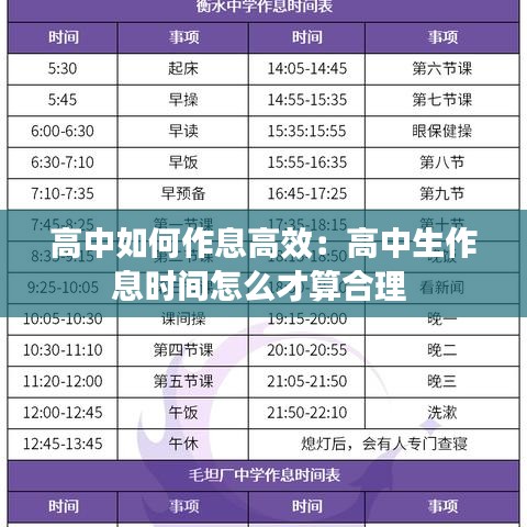 高中如何作息高效：高中生作息时间怎么才算合理 