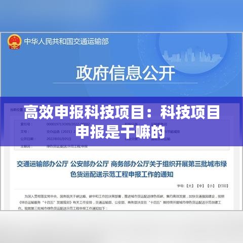 高效申报科技项目：科技项目申报是干嘛的 