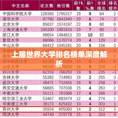 上届世界大学排名榜单深度解析