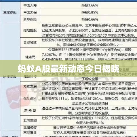 蚂蚁A股最新动态今日揭晓